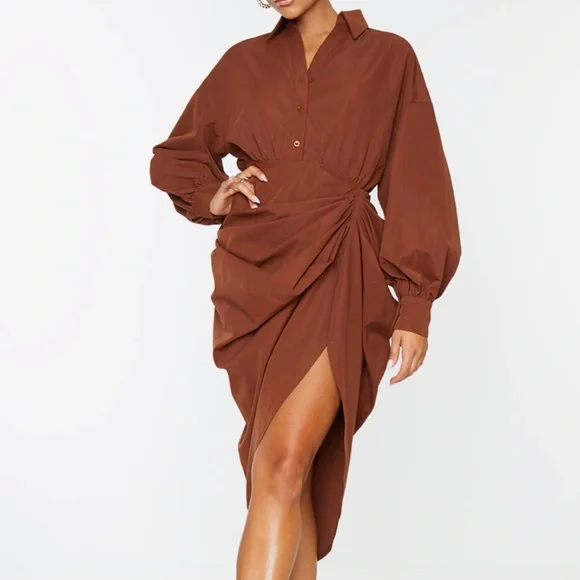 PLT (prettylittlething) balloon sleeve shirt dress - Picture 2 of 7